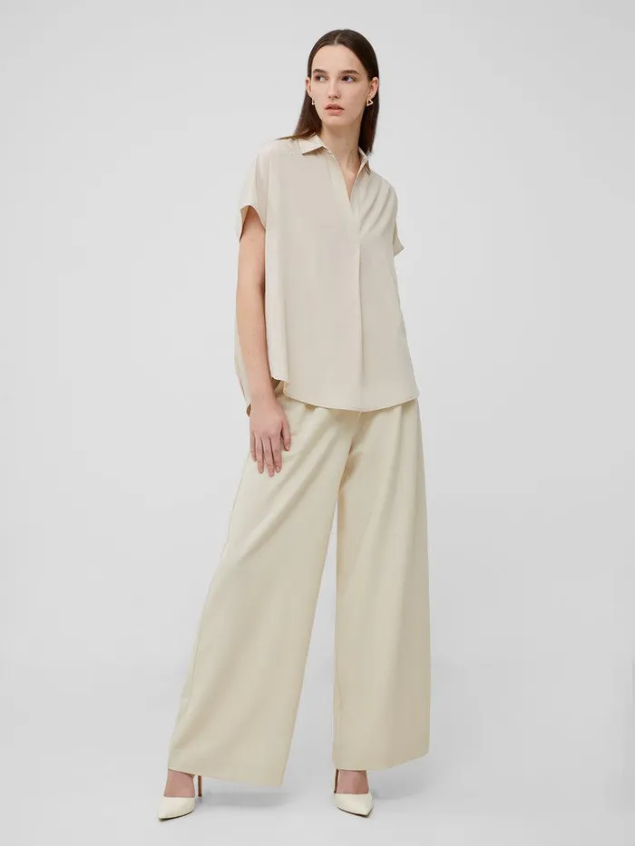French Connection Tops Woman Crepe Light Recycled Popover Shirt Silver Lining
