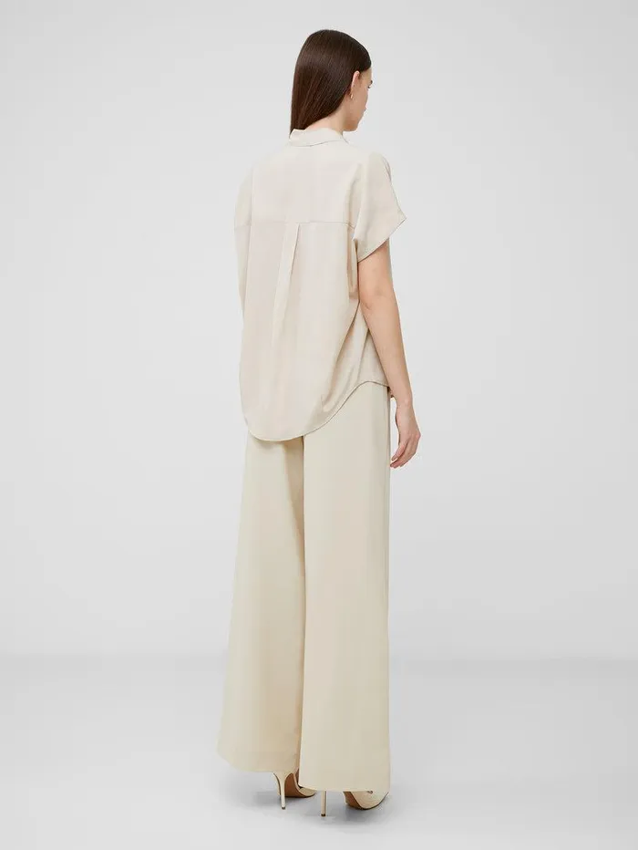 French Connection Tops Woman Crepe Light Recycled Popover Shirt Silver Lining