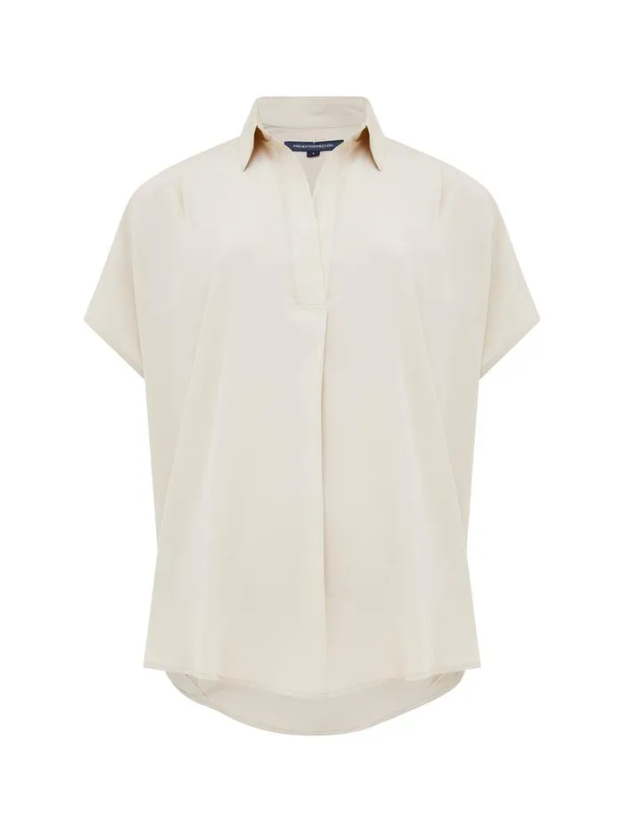 French Connection Tops Woman Crepe Light Recycled Popover Shirt Silver Lining