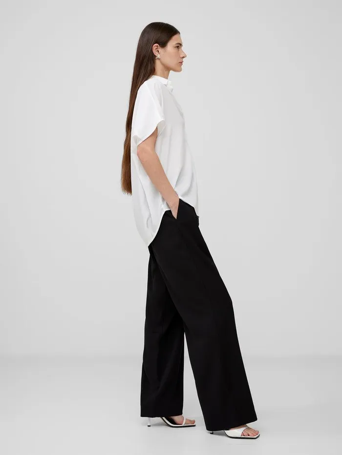 French Connection Tops Woman Crepe Light Recycled Popover Shirt Winter White