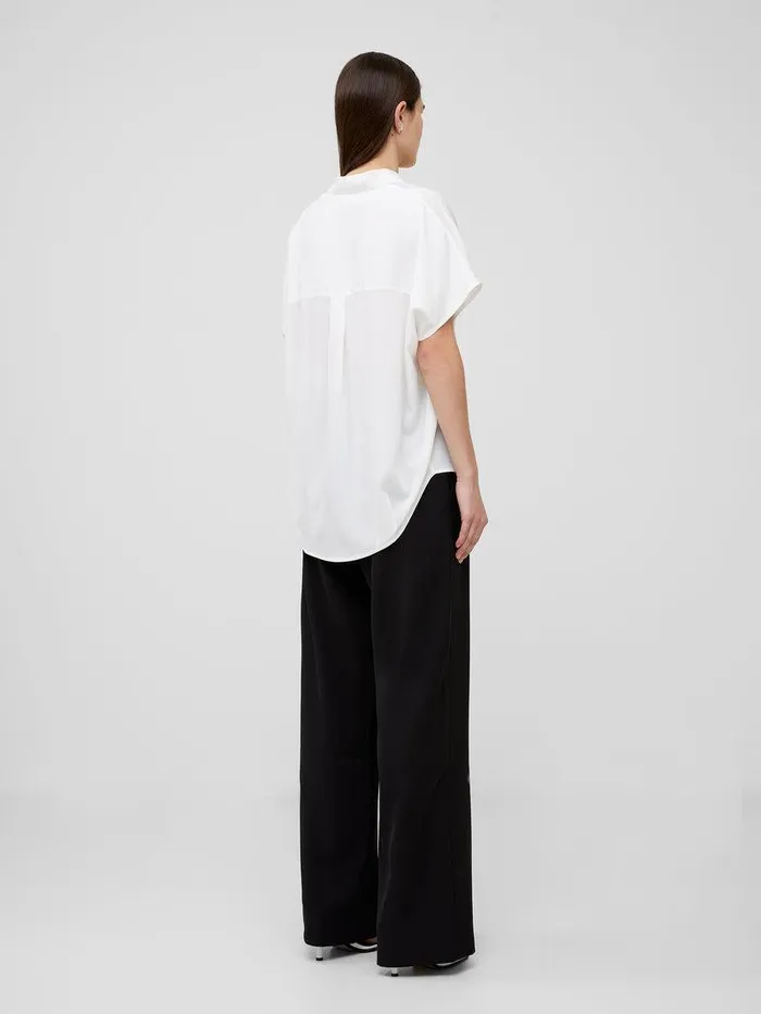 French Connection Tops Woman Crepe Light Recycled Popover Shirt Winter White