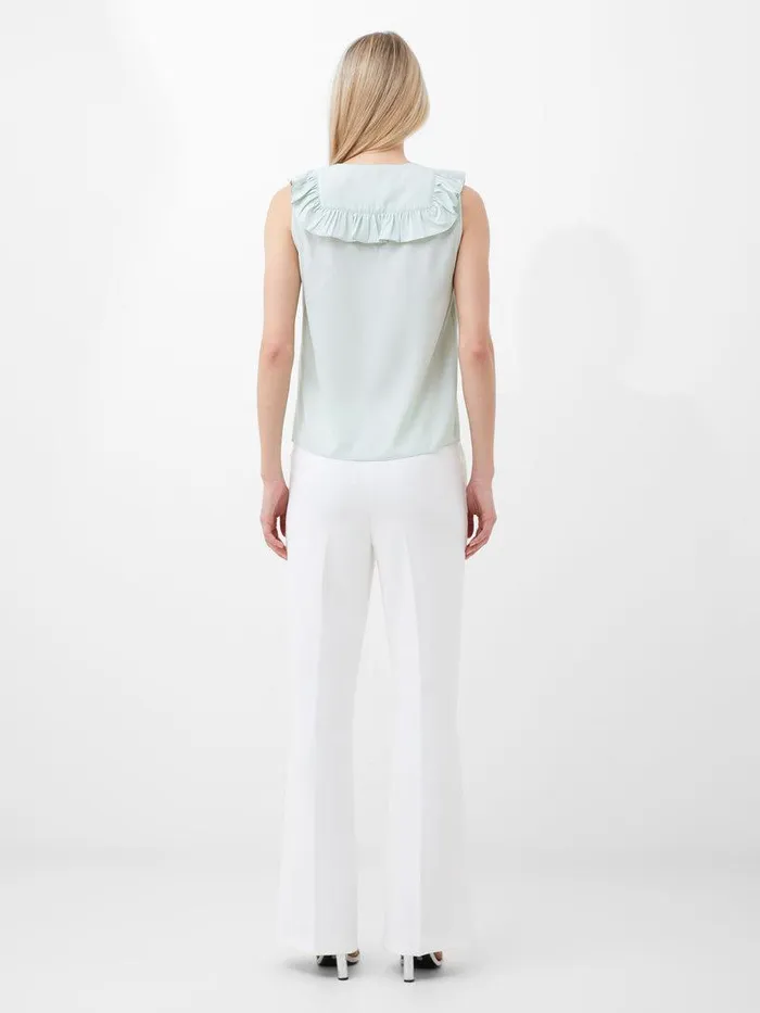 French Connection Tops Woman Crepe Light Ruffle Top Subtle Green
