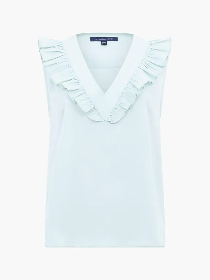 French Connection Tops Woman Crepe Light Ruffle Top Subtle Green