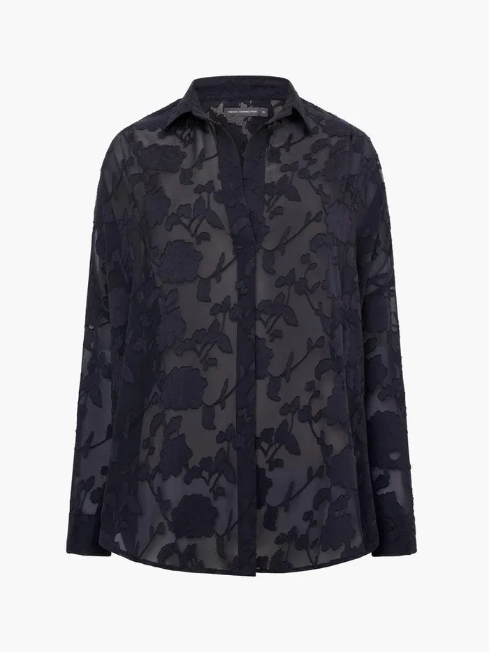 French Connection Tops Woman Devore Satin Popover Shirt Black