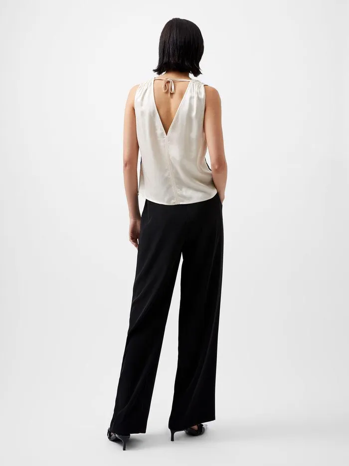 French Connection Tops Woman Ennis Eco Satin Lace Top Classic Creamblacko