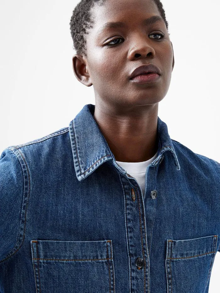 French Connection Tops Woman Finley Denim Long Sleeve Shirt Vintage
