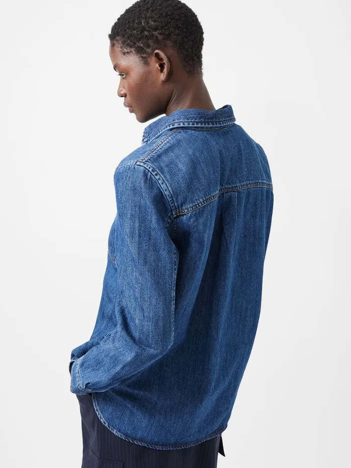 French Connection Tops Woman Finley Denim Long Sleeve Shirt Vintage
