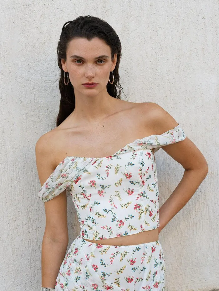 French Connection Tops Woman Floriana Hallie Crinkle Bardot Top Summer White