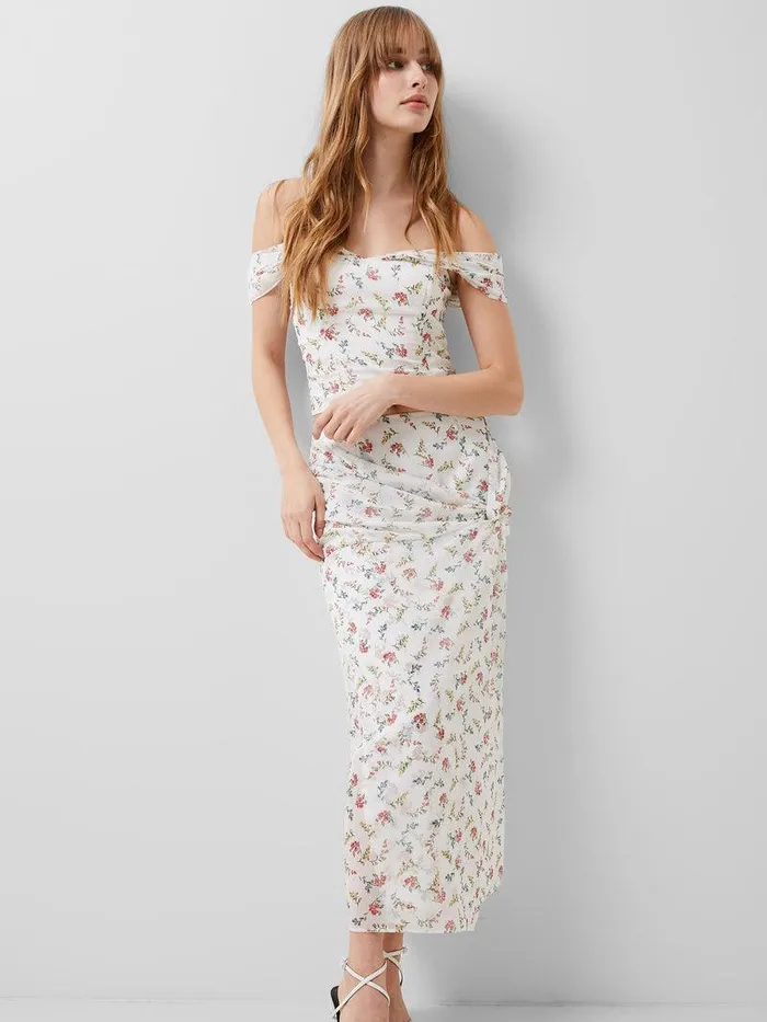 French Connection Tops Woman Floriana Hallie Crinkle Bardot Top Summer White