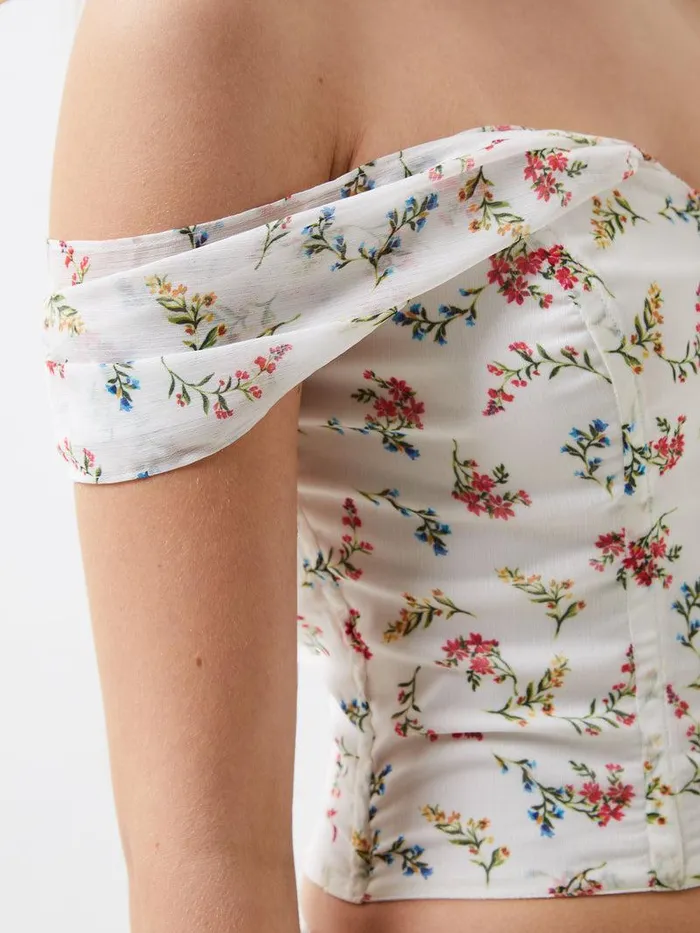 French Connection Tops Woman Floriana Hallie Crinkle Bardot Top Summer White