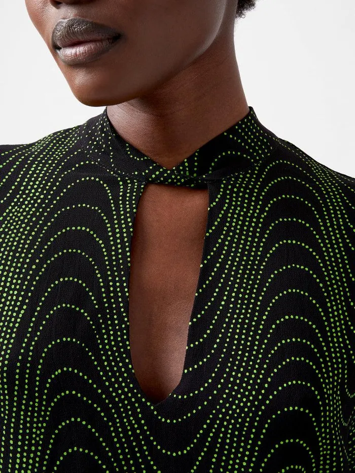 French Connection Tops Woman Grace Alohi Keyhole Blouse Blackoutvivid Green