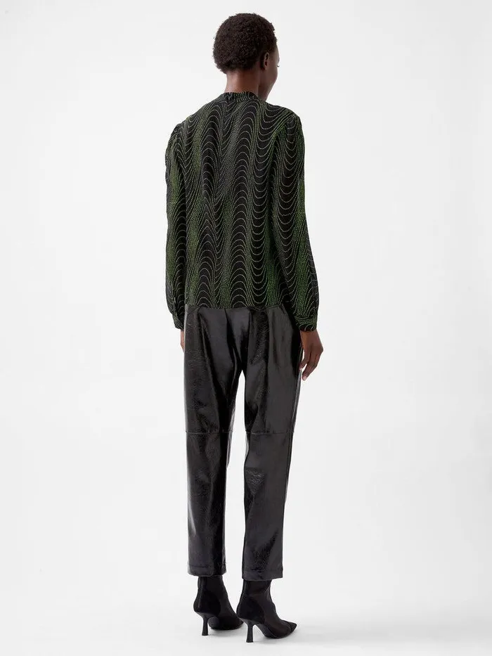 French Connection Tops Woman Grace Alohi Keyhole Blouse Blackoutvivid Green