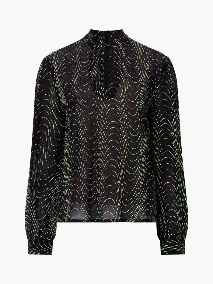 French Connection Tops Woman Grace Alohi Keyhole Blouse Blackoutvivid Green