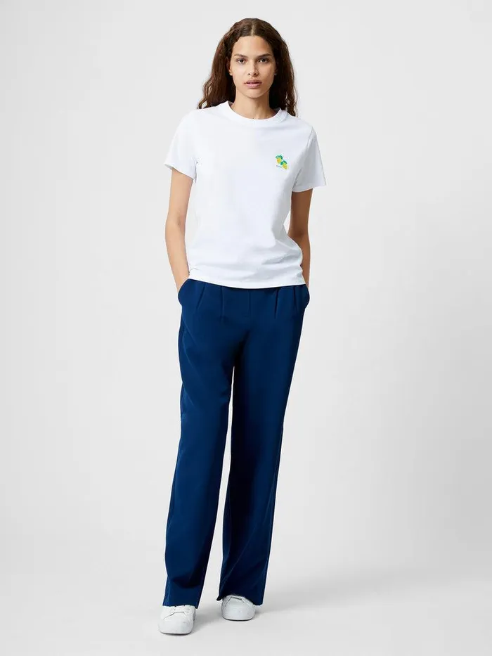 French Connection Tops Woman Lemon Embroidered TShirt White