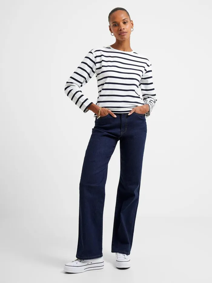 French Connection Tops Woman Rallie Stripe Slash Neck Top Summer Whitemarine