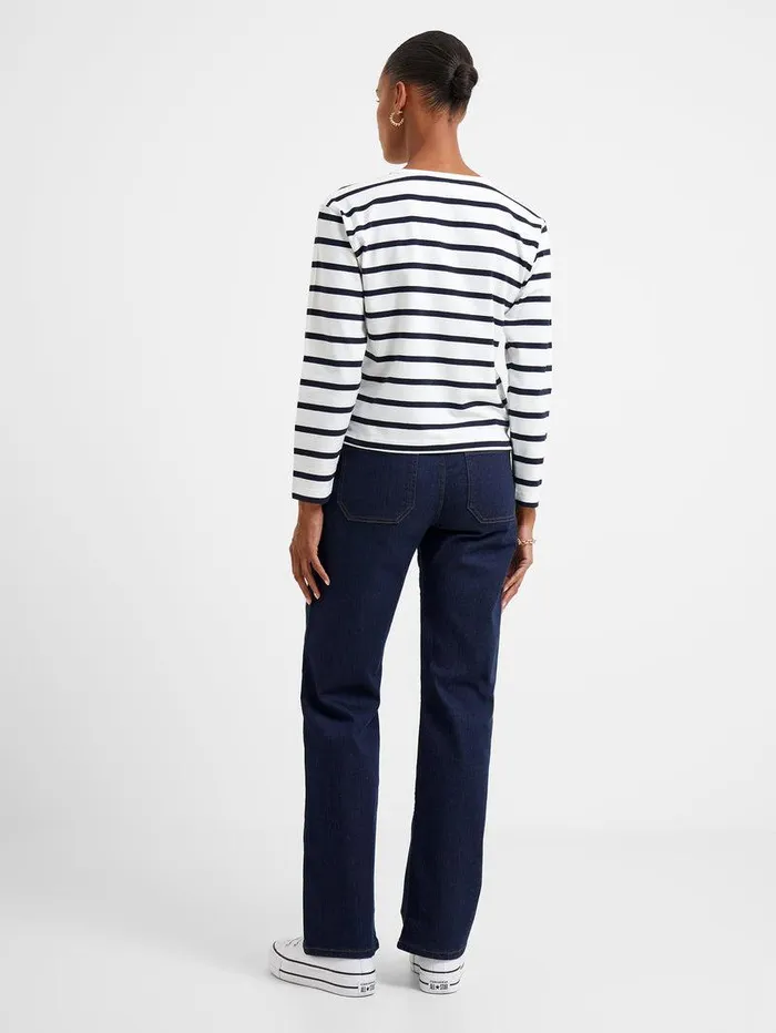 French Connection Tops Woman Rallie Stripe Slash Neck Top Summer Whitemarine
