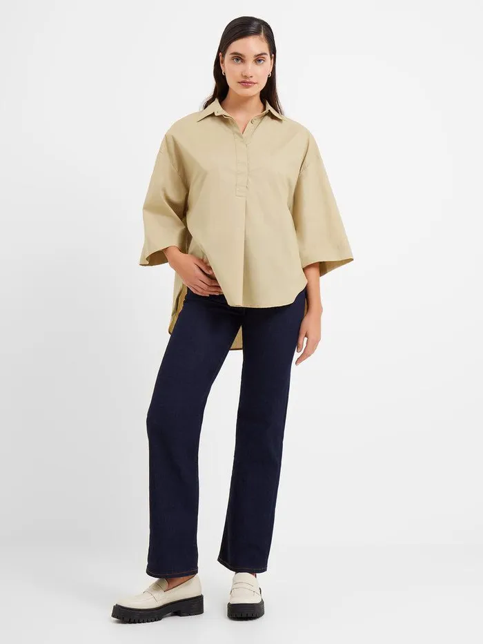 French Connection Tops Woman Rhodes Poplin Popover Shirt Incense