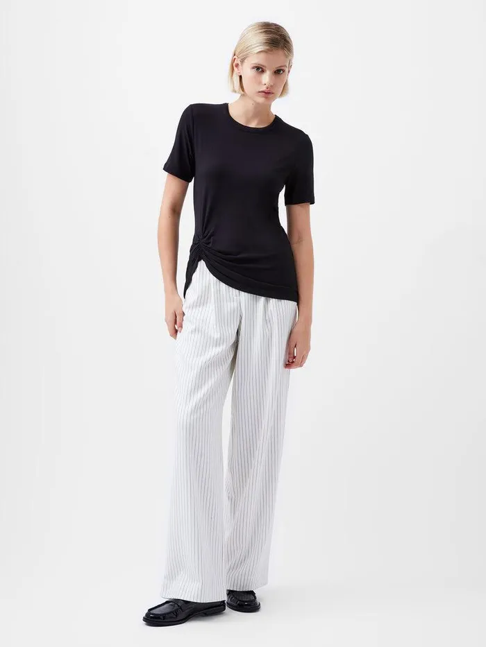 French Connection Tops Woman Rianna Ruched TShirt Black
