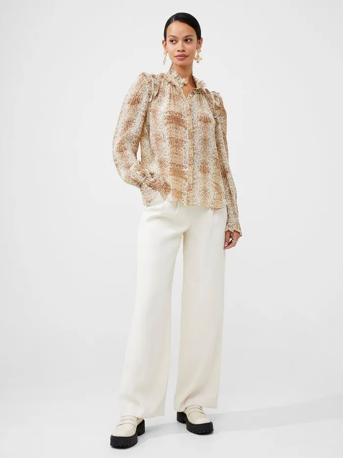 French Connection Tops Woman Snake Smooth Georgette Ruffle Shirt Snake