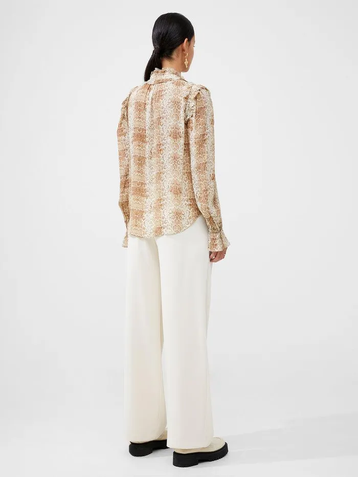 French Connection Tops Woman Snake Smooth Georgette Ruffle Shirt Snake