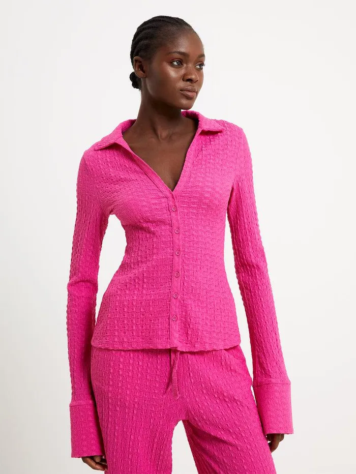 French Connection Tops Woman Tash Textured Top Fuschia