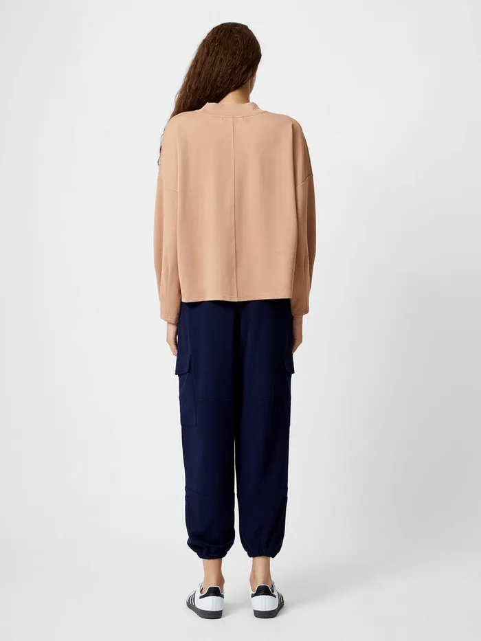French Connection Tops Woman Turtleneck Cut Long Sleeve Top Tan