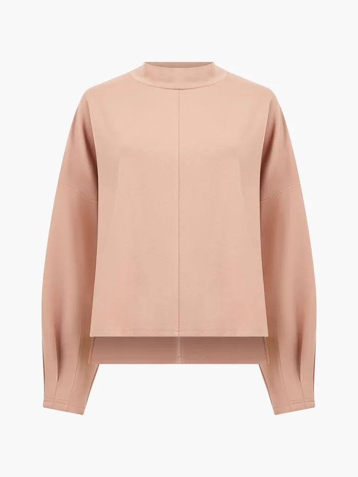French Connection Tops Woman Turtleneck Cut Long Sleeve Top Tan
