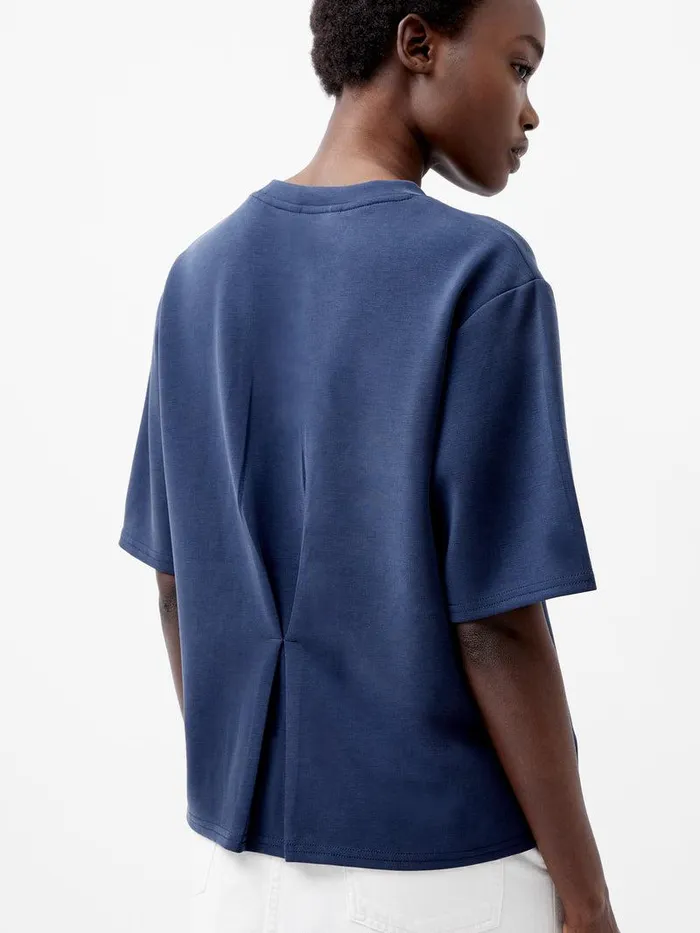 French Connection Tops Woman Wren Short Sleeve Pinched TShirt Midnight Blue