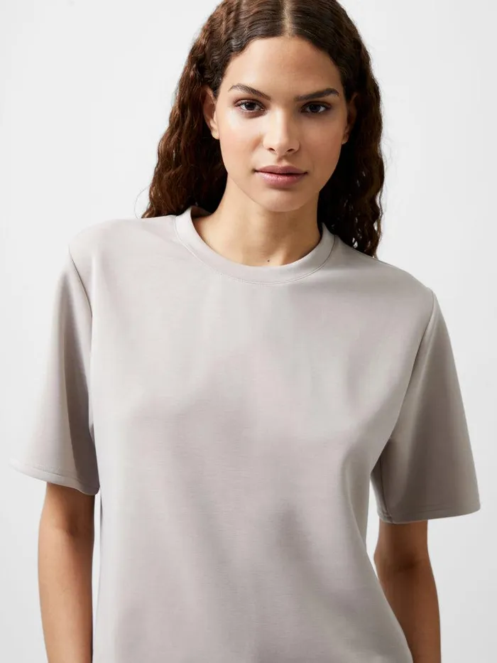 French Connection Tops Woman Wren Short Sleeve Pinched TShirt Washed Macchiato