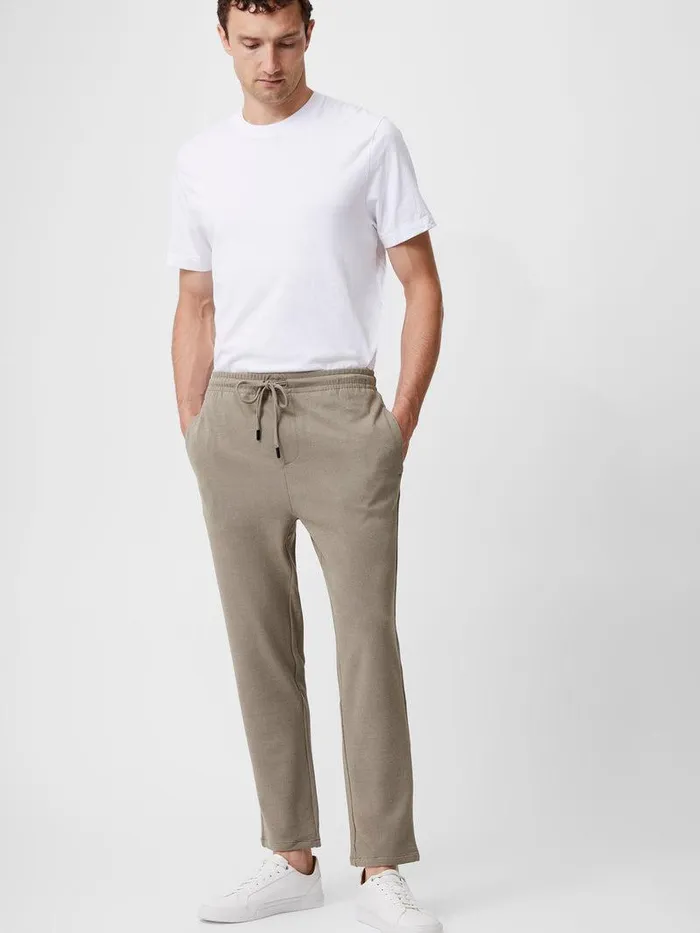 French Connection Trousers Man Twill Tie Waistband Joggers Sand