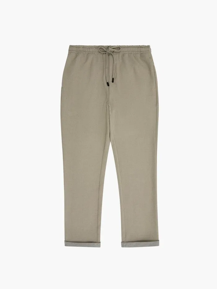 French Connection Trousers Man Twill Tie Waistband Joggers Sand