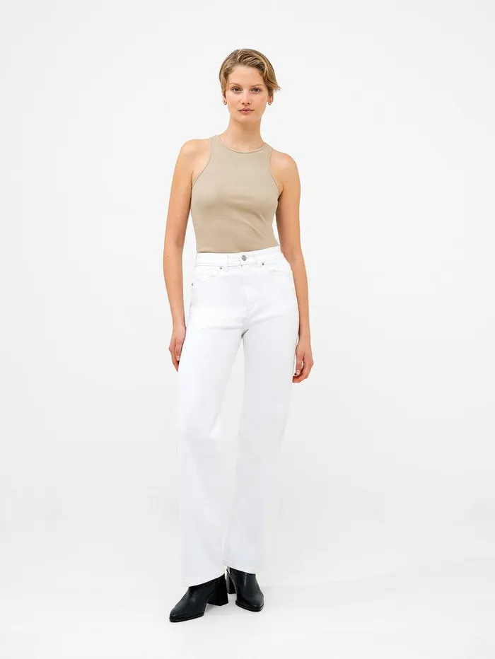 French Connection Trousers Woman Denim Stretch Wide Leg Jeans 34 Inch White