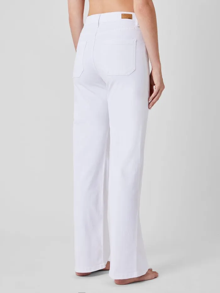 French Connection Trousers Woman Denim Stretch Wide Leg Jeans 34 Inch White