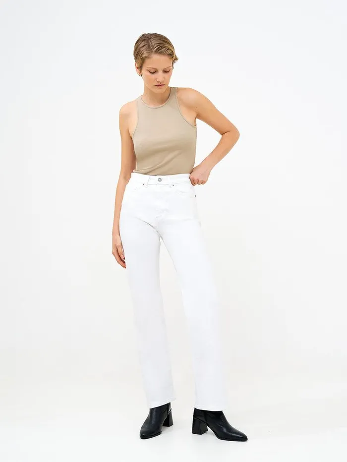 French Connection Trousers Woman Denim Stretch Wide Leg Jeans 34 Inch White