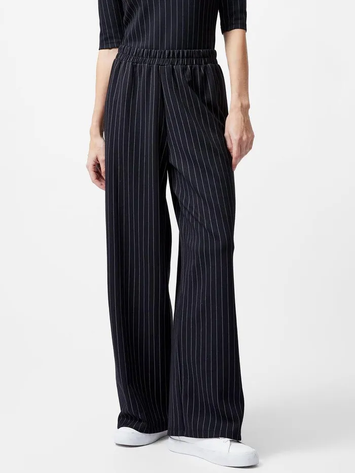 French Connection Trousers Woman Regina Jersey Pinstripe Wide Leg Trousers Blackwhite