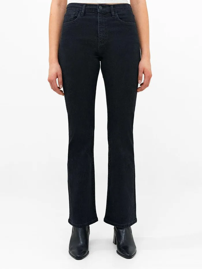 French Connection Trousers Woman Stretch Denim Bootcut Full Length Jeans 34 Inch Black