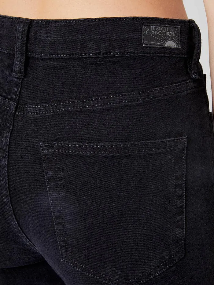 French Connection Trousers Woman Stretch Denim Bootcut Full Length Jeans 34 Inch Black