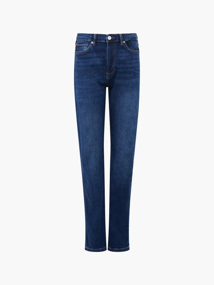 French Connection Trousers Woman Stretch Denim Cigarette Fit Full Length Jeans 34 Inch Mid Wash