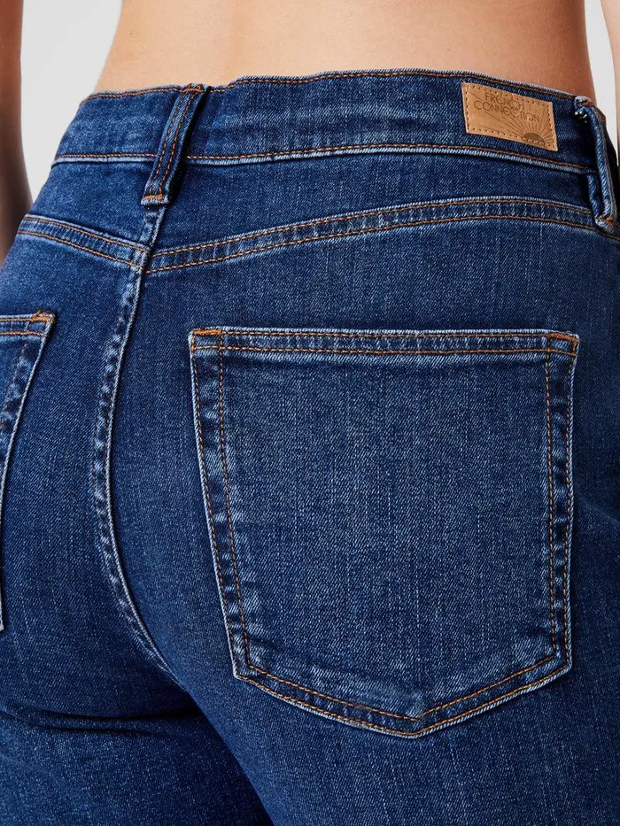 French Connection Trousers Woman Stretch Denim Cigarette Fit Full Length Jeans 34 Inch Mid Wash