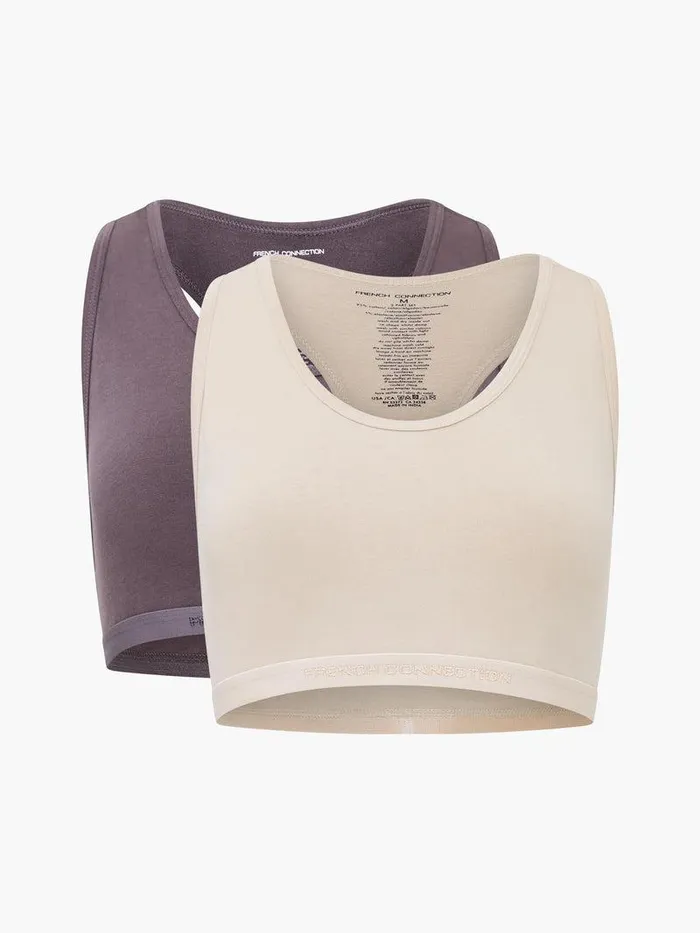 French Connection Underwear and Socks Woman Fc 2 Pack Crop Top Tonal Nudegrey Excalibur