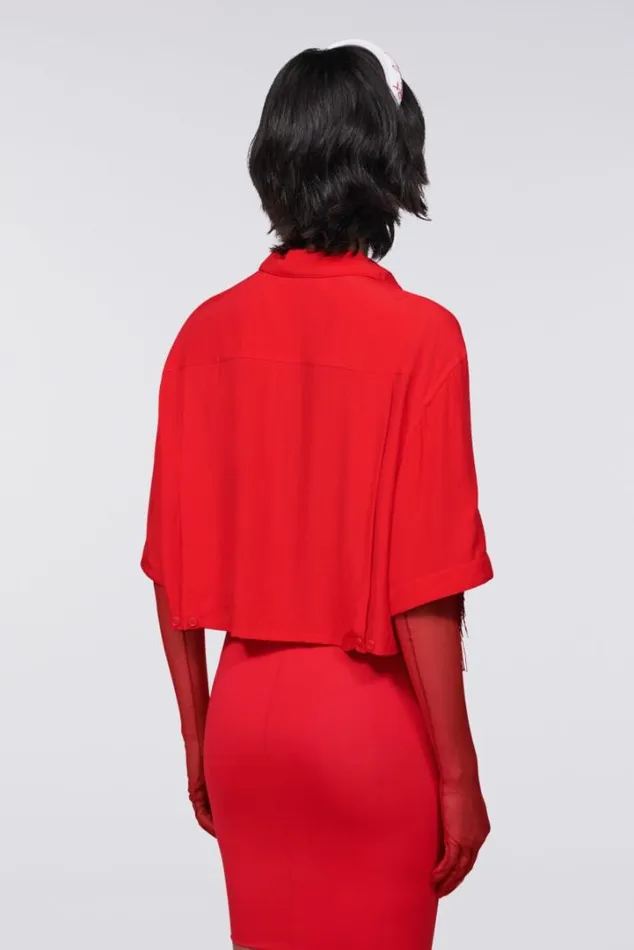 Fringe Crop Shirt Red Red Women Fiorucci Fringe Crop Shirt Red Red Women Fiorucci