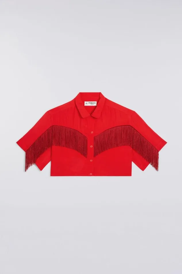 Fringe Crop Shirt Red Red Women Fiorucci Fringe Crop Shirt Red Red Women Fiorucci