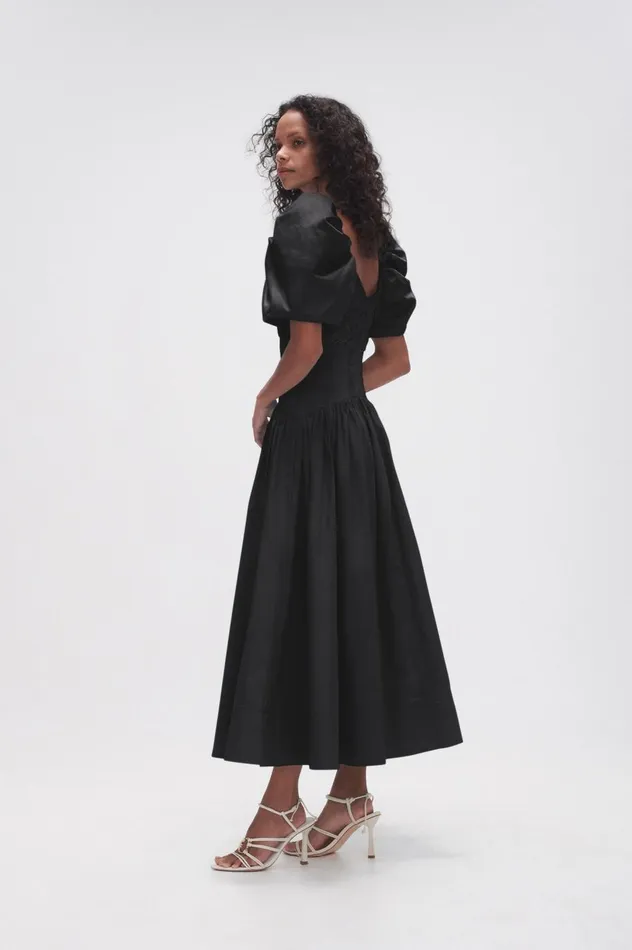 Gabrielle Plunge Midi Dress Black Women Aje Dresses Gabrielle Plunge Midi Dress Black Women Aje Dresses