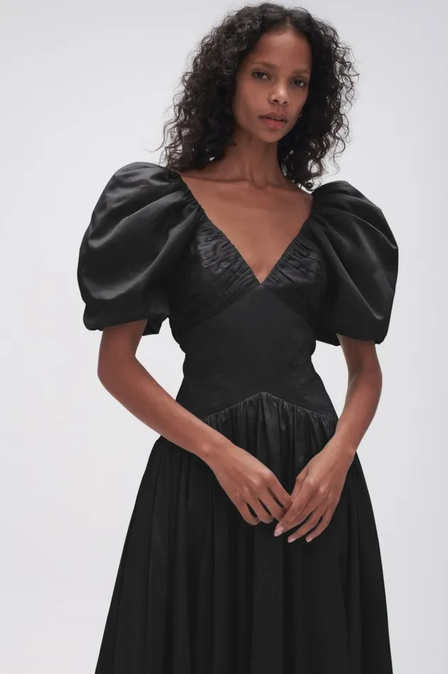 Gabrielle Plunge Midi Dress Black Women Aje Dresses Gabrielle Plunge Midi Dress Black Women Aje Dresses