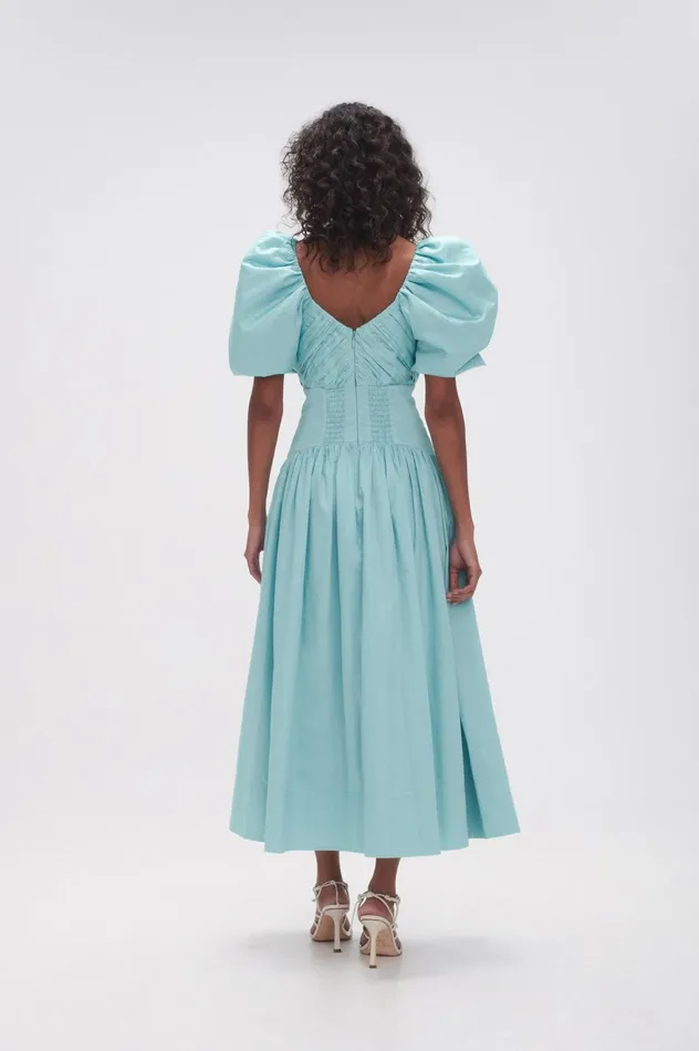 Gabrielle Plunge Midi Dress Spearmint Blue Women Aje Dresses Gabrielle Plunge Midi Dress Spearmint Blue Women Aje Dresses