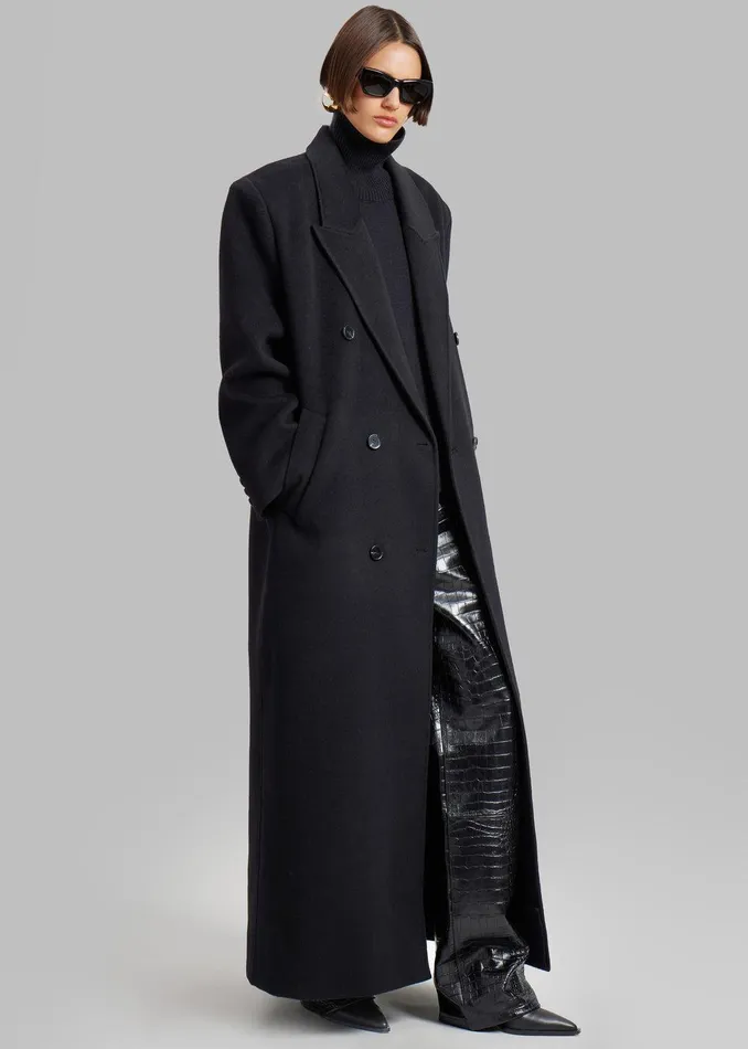 Gaia Double Breasted Coat 8211 Black Women The Frankie Shop Clothing