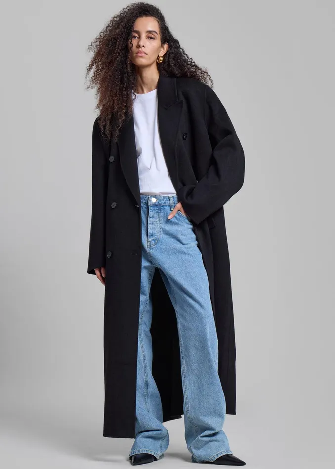 Gaia Double Breasted Coat 8211 Black Women The Frankie Shop Clothing