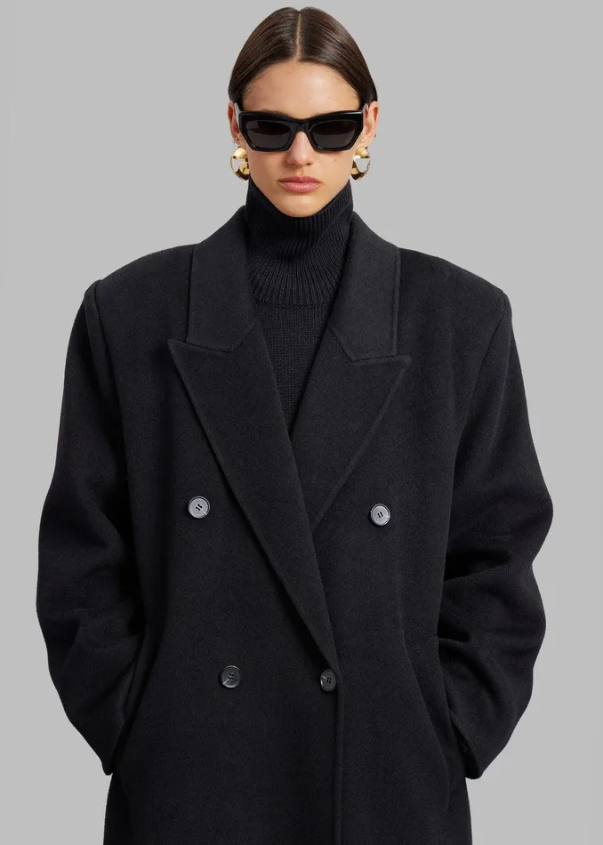 Gaia Double Breasted Coat 8211 Black Women The Frankie Shop Clothing