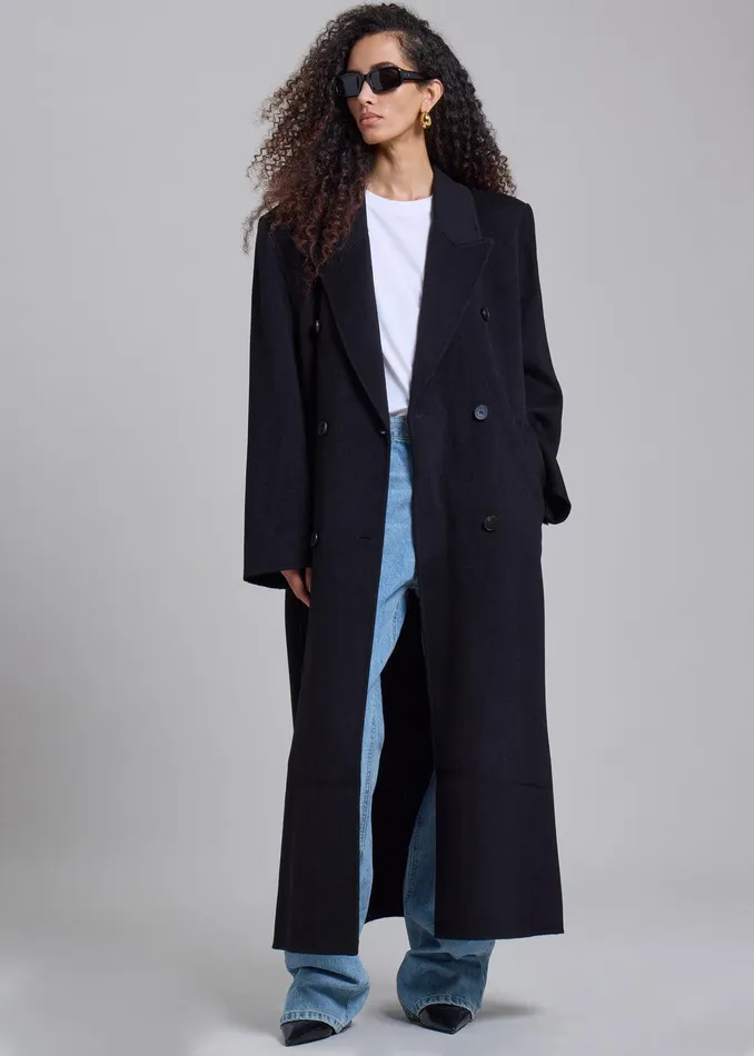 Gaia Double Breasted Coat 8211 Black Women The Frankie Shop Clothing