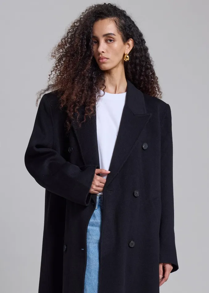 Gaia Double Breasted Coat 8211 Black Women The Frankie Shop Clothing